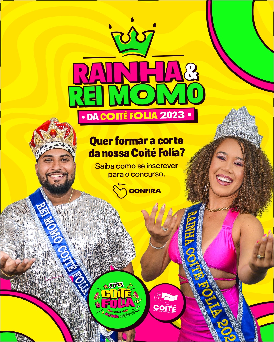 Coité Folia 2023 abre inscrições para o concurso do Rei Momo, rainha e princesas; confira