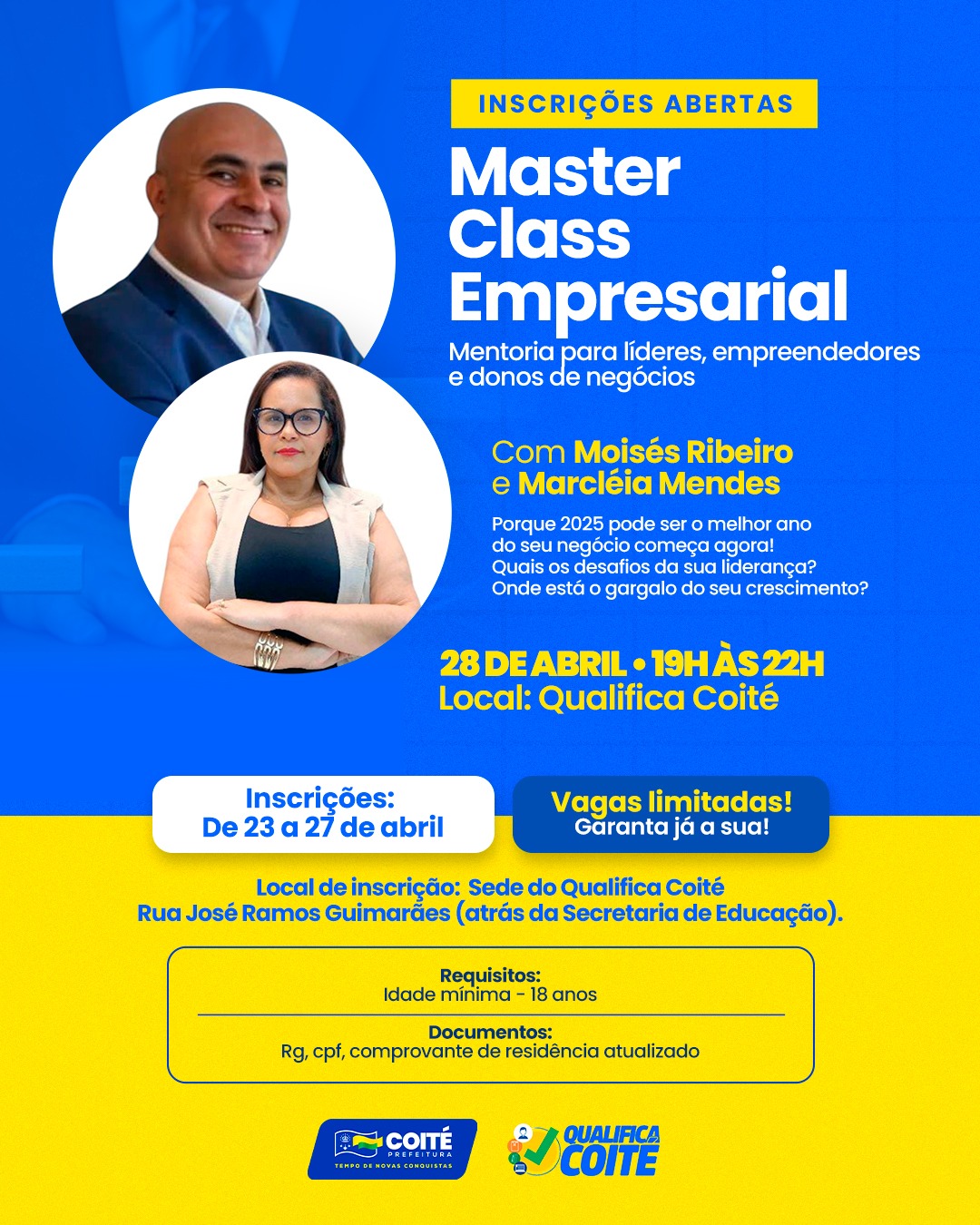 Prefeitura de Conceição do Coité abre inscrições para Master Class Empresarial