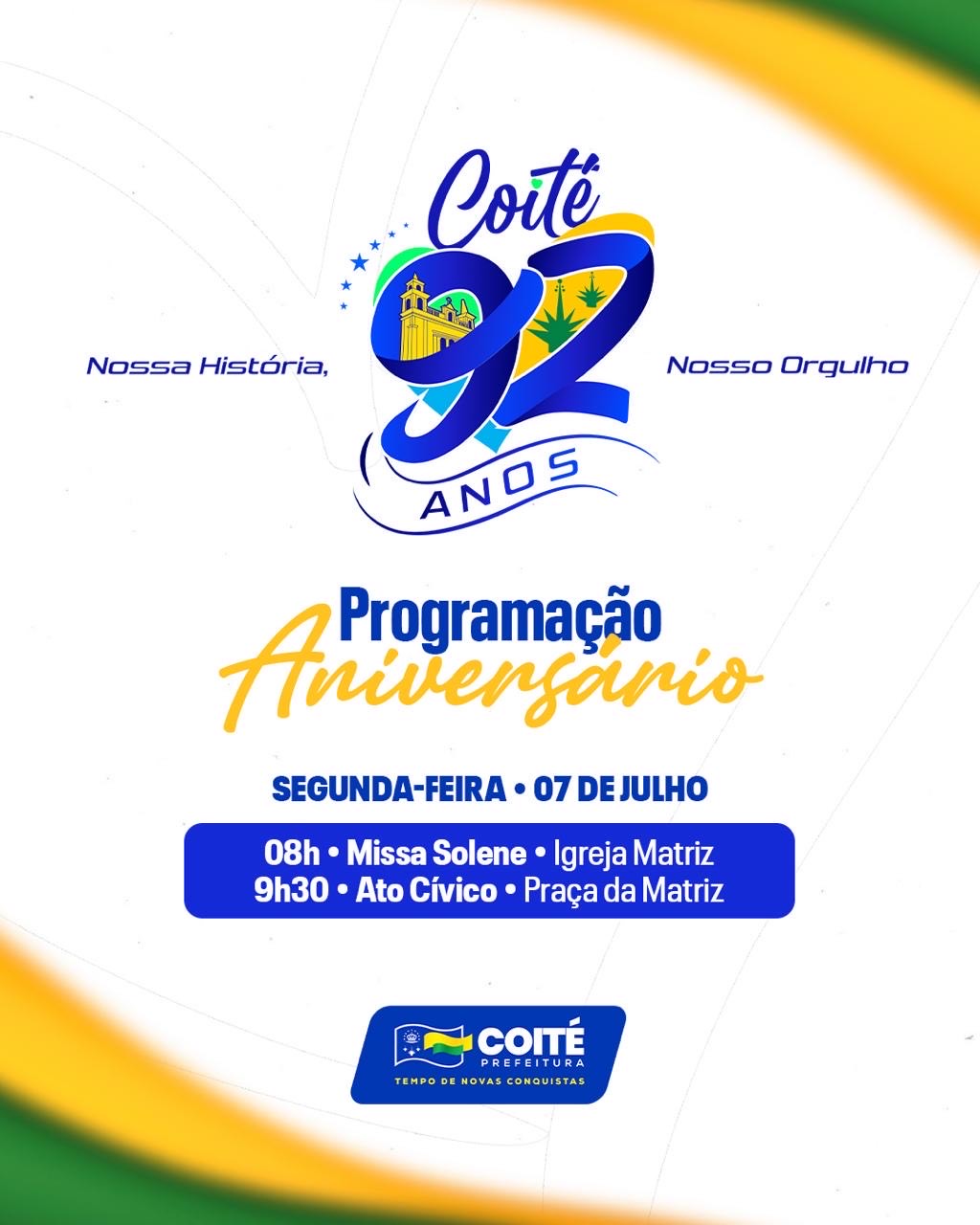 Com ato cívico e celebração popular, Coité comemora seus 92 anos
