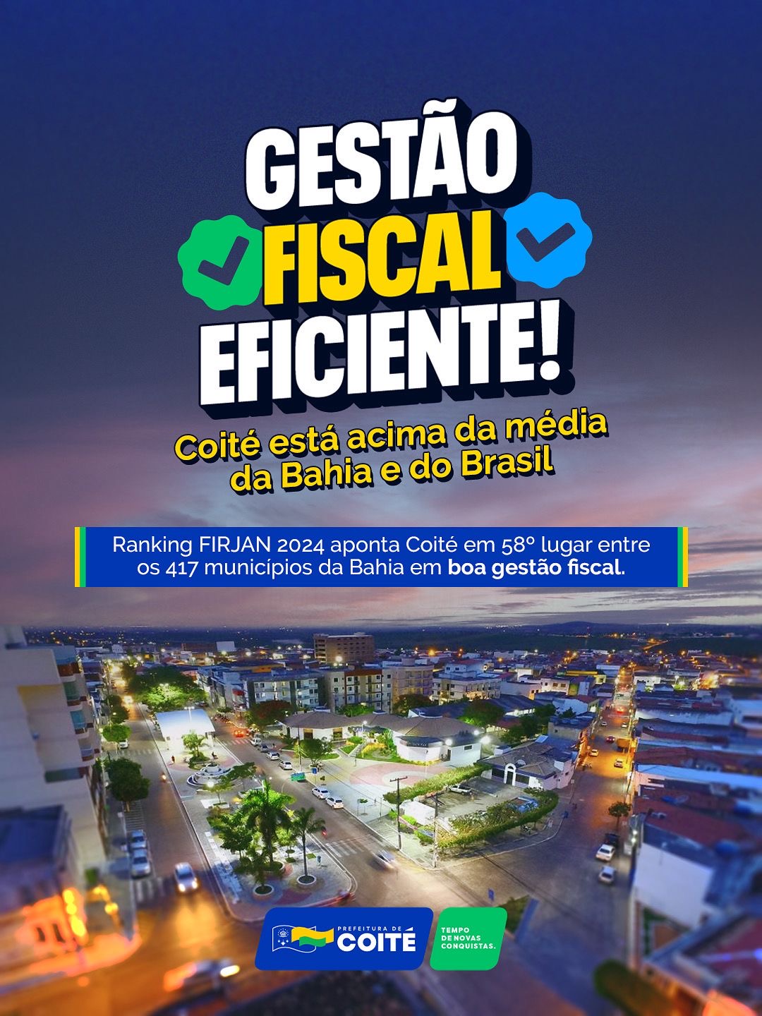 Coité se destaca em Ranking FIRJAN e apresenta boa gestão fiscal em 2024