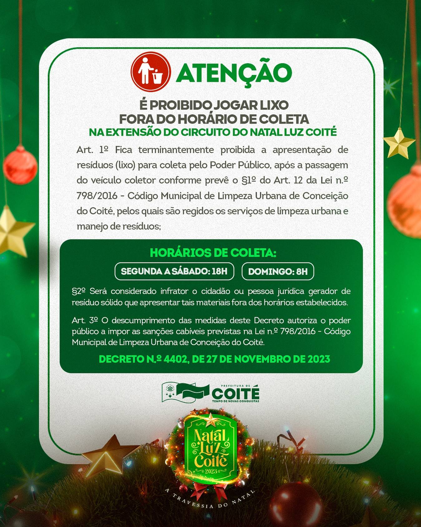 Prefeitura apresenta o Natal Luz Coité 2023 com o tema “A travessia do Natal”  : Prefeitura Municipal de Conceição do Coité - BA
